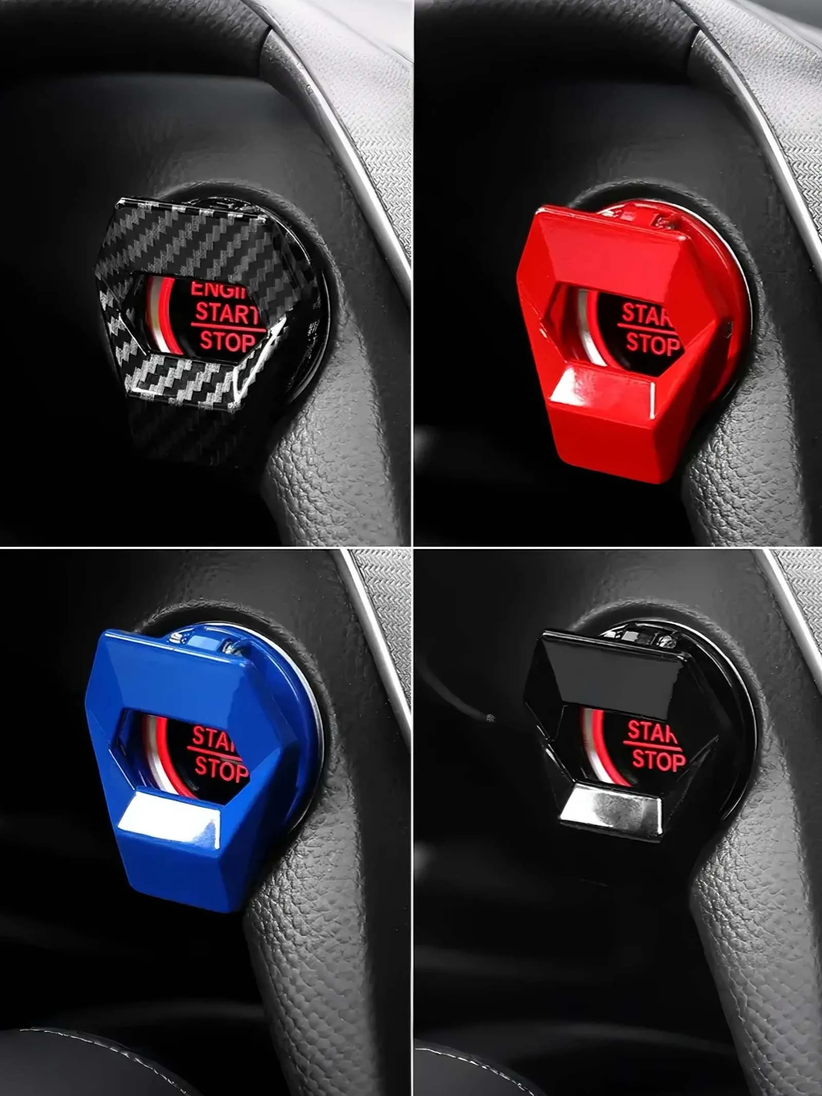 Car Dashboard Decoration, Car Engine Start/Stop Switch Button Cover Decoration, Car Accessory Push Button Adhesive Cover