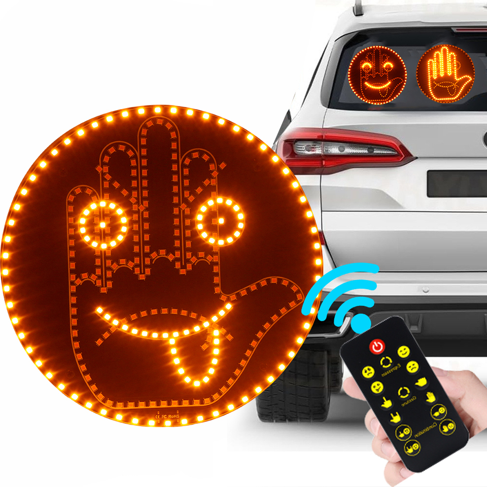  LED Hand Gesture Sign Middle Finger Sign Warning Brake Light Creative Fun Three Models Gesture Lamp Car Interior Rear Windshield 