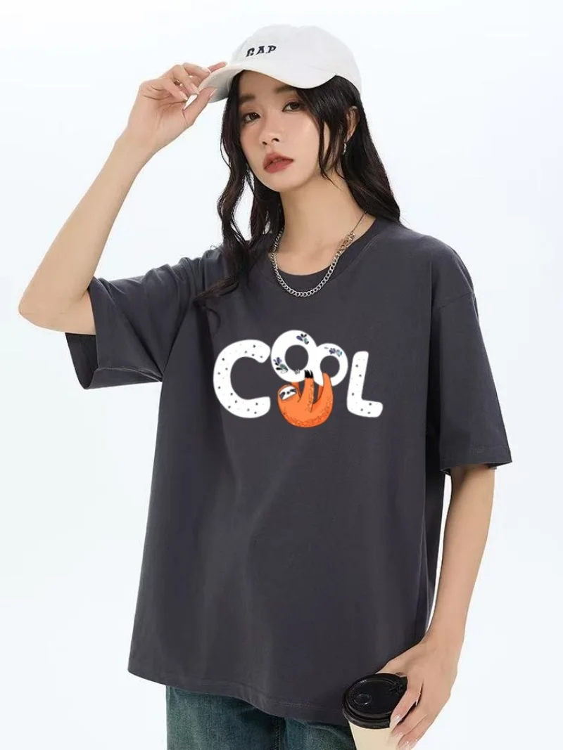 

Summer New Couple Cotton Short Sleeve Cool Letter Printed T-shirt Comfortable Loose Casual High Quality Men and Women Top