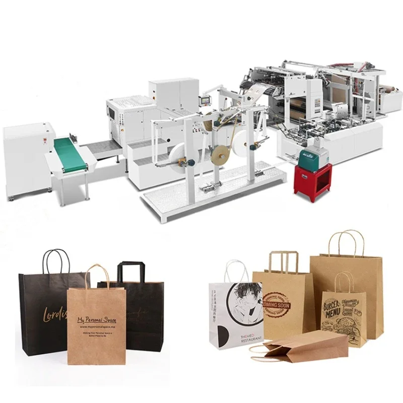 High Speed KFC Food Paper Bag Making Machine Square Bottom Paper Bag Kraft Khaki Paper Bags Making Machine Production Line