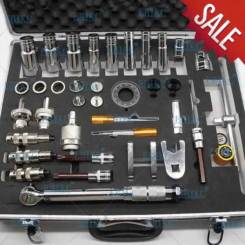 

ERIKC E1024000 40-piece Disassembly Tool Set (with Torque Wrench) Auto Assembly Diesel Common RaiRepair Tools for Fuel Injector