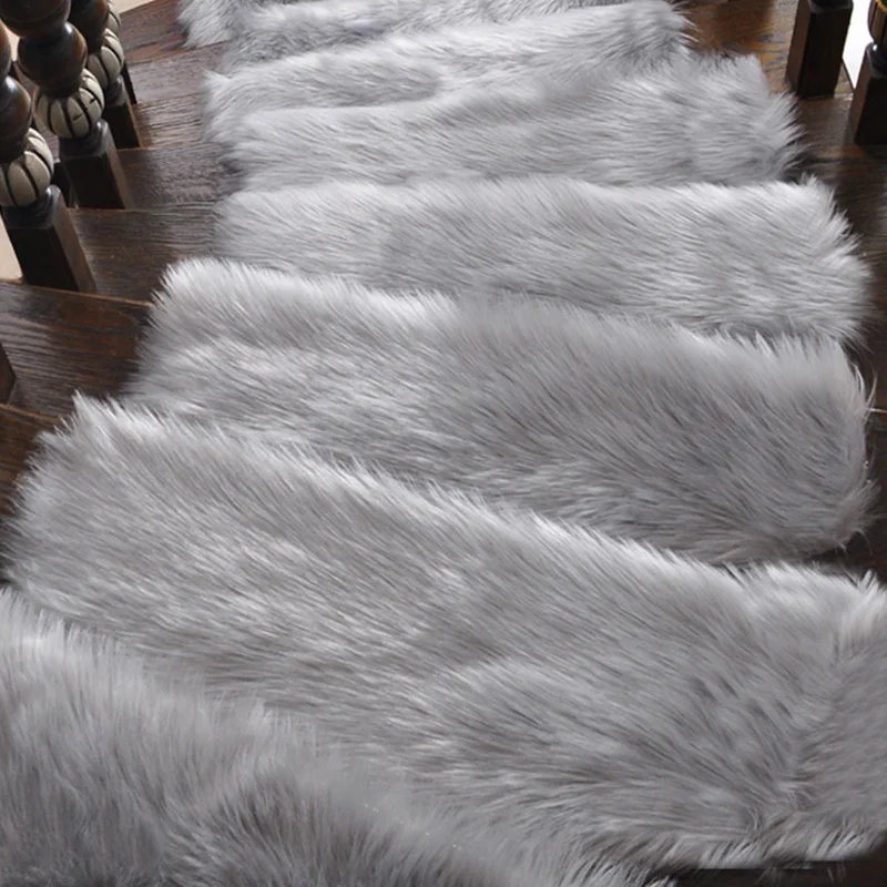 1/3/5 Stuks Traptapijt Fuax Bont Opstapkleed Treden Pluche Vloermatten 55X20Cm Imitatie Wollen Voettapijt Zelfklevend Traptapijt