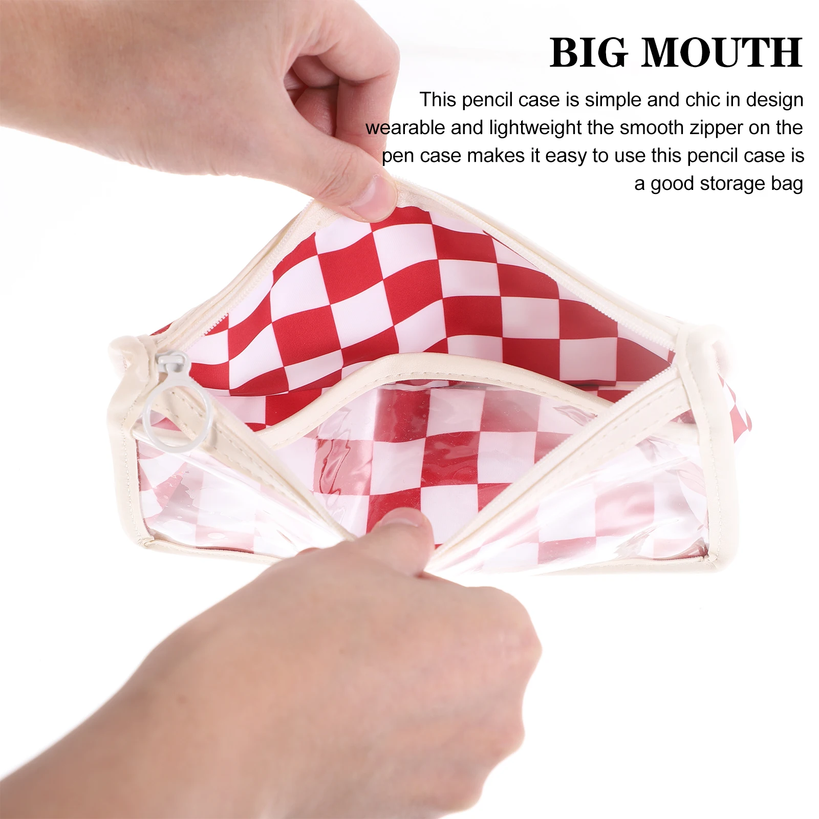 

Drawing Pencils Bag Checkerboard Case Students Portable Convenient Girl Large Capacity