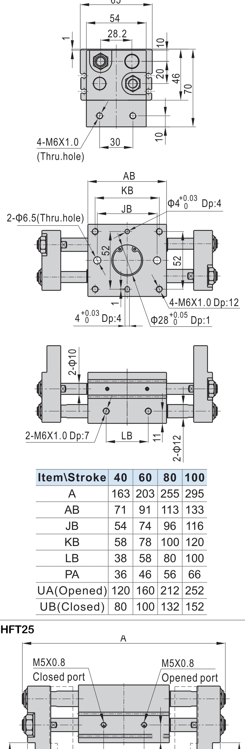 HFT-Serie Pneumatischer Zylinder mit großem Durchmesser, offener Fingerzylinder HFT10/16/20/25/32x20/30/40/60/80/150-S – Detail 12