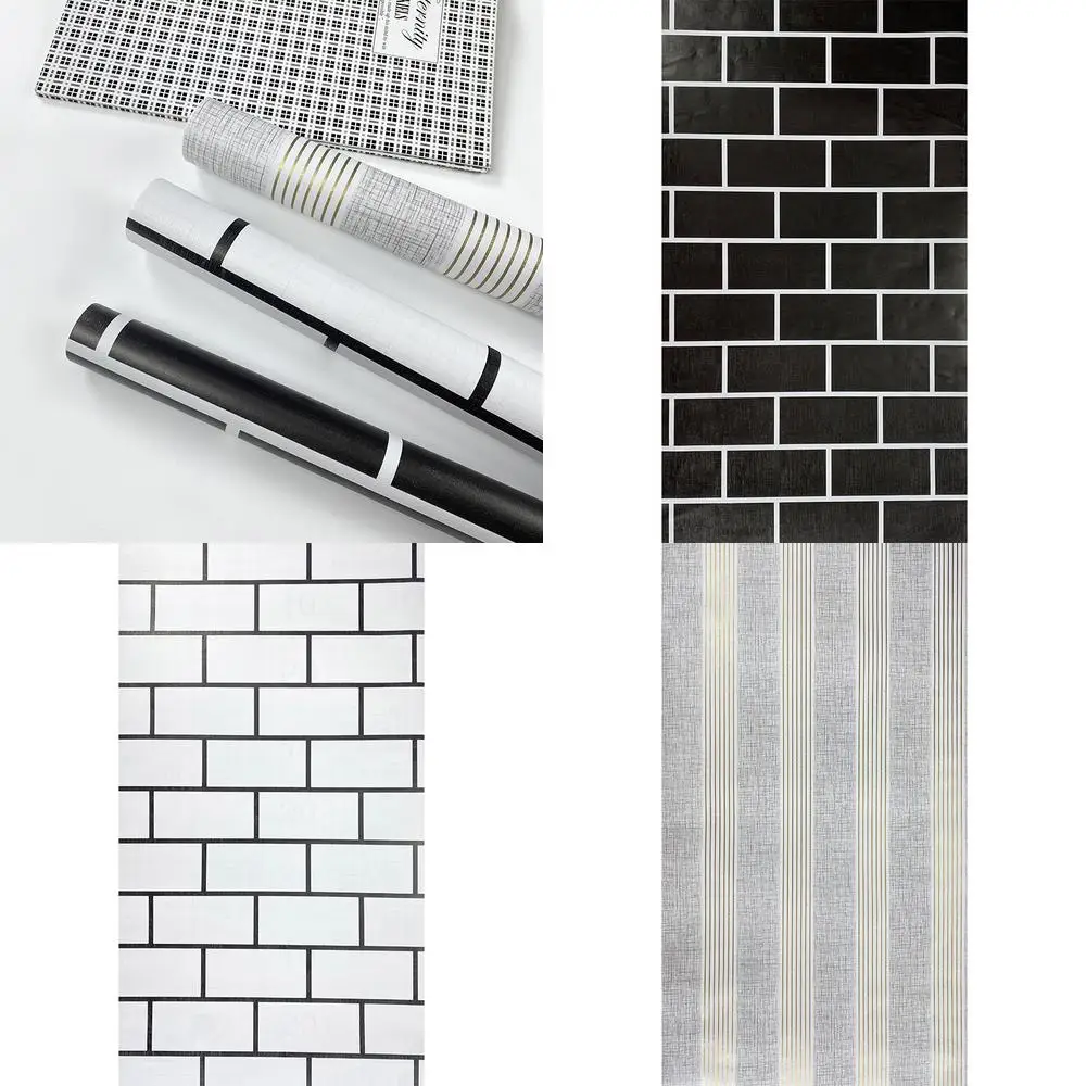

Черно-белые самоклеящиеся обои с 3D вертикальной полосой для спальни, гостиной, столовой, ресторана, чая с молоком