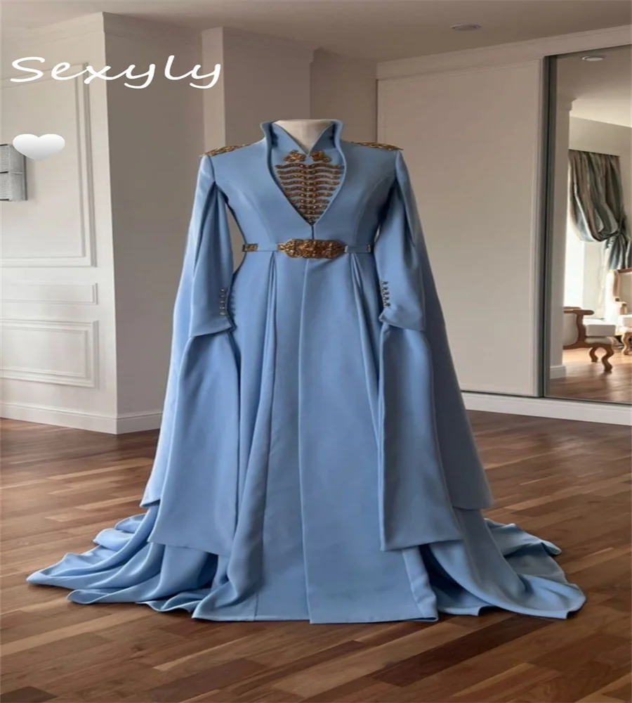 Ramadan Kaftan Moroccan Prom Dresses Circassian Attire Arabian Muslim Evening Dress Long Sleeve Dubai Formal Birthday Customized