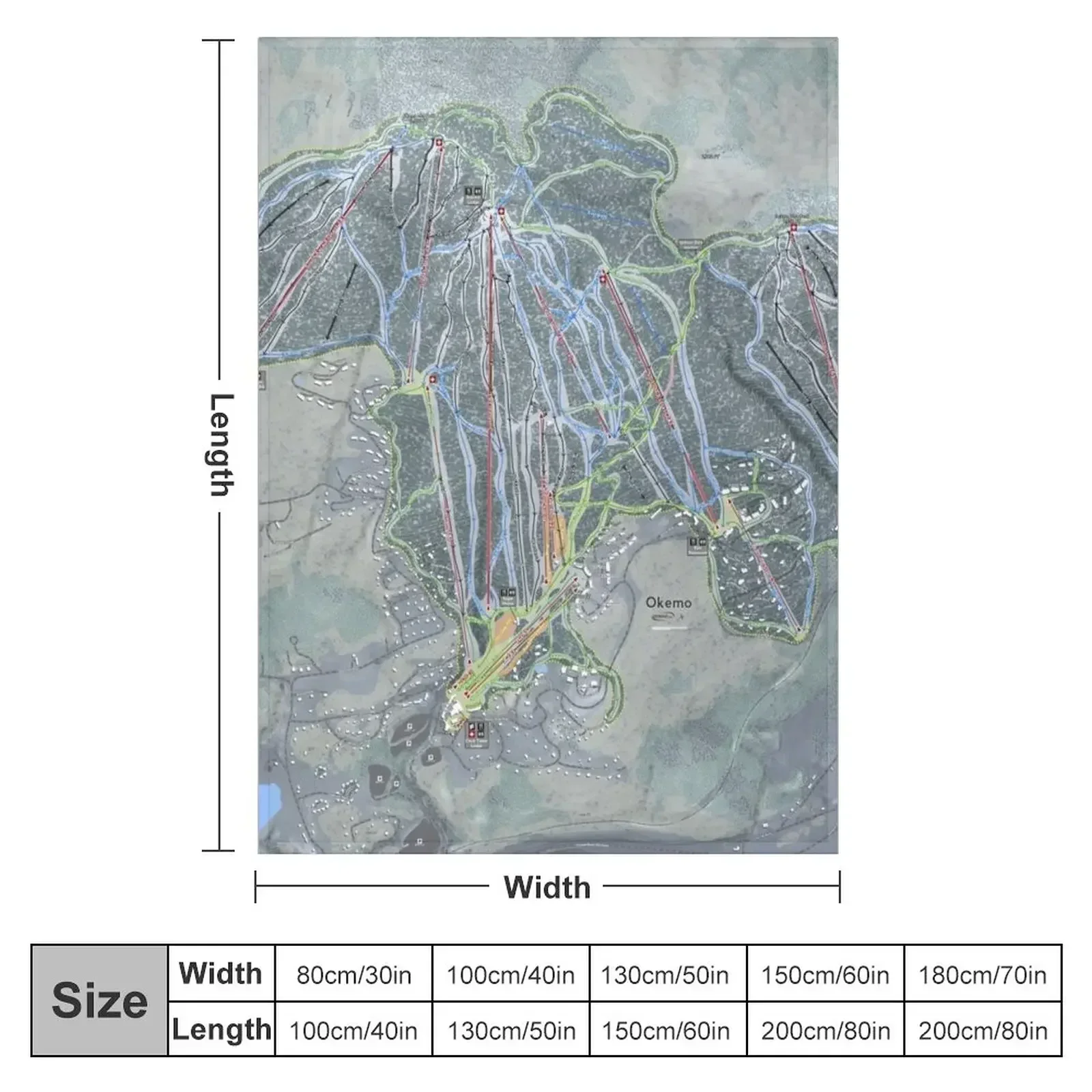 Okemo Resort Trail Map Throw Blanket Single warm winter Blankets