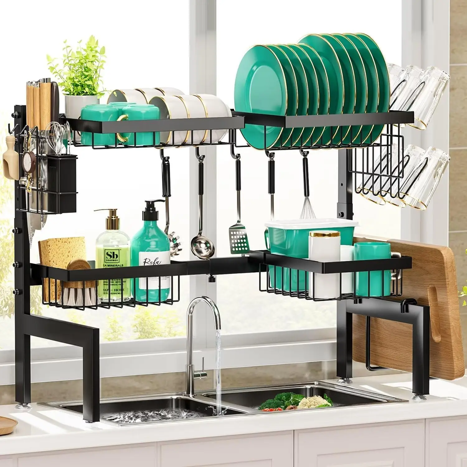 

Over The Sink Dish Drying Rack -Adjustable Over Sink Dish Rack- Length(25.9"-33.4")-Space-Saving -Multifunctional Over The Sink