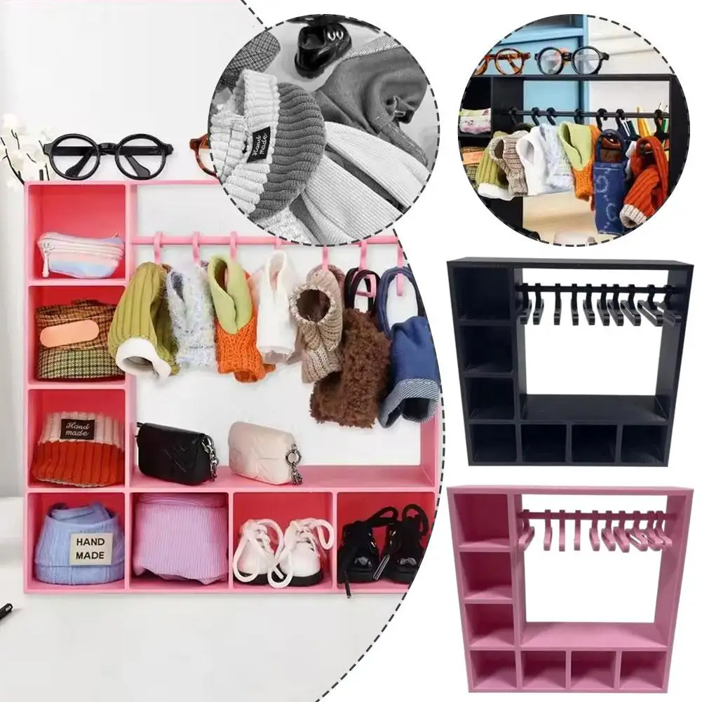 

Doll Accessories Display Box Plastic Wardrobe Organize Doll Clothes 10 hangers Included Compatible With Various Doll Sizes Gifts