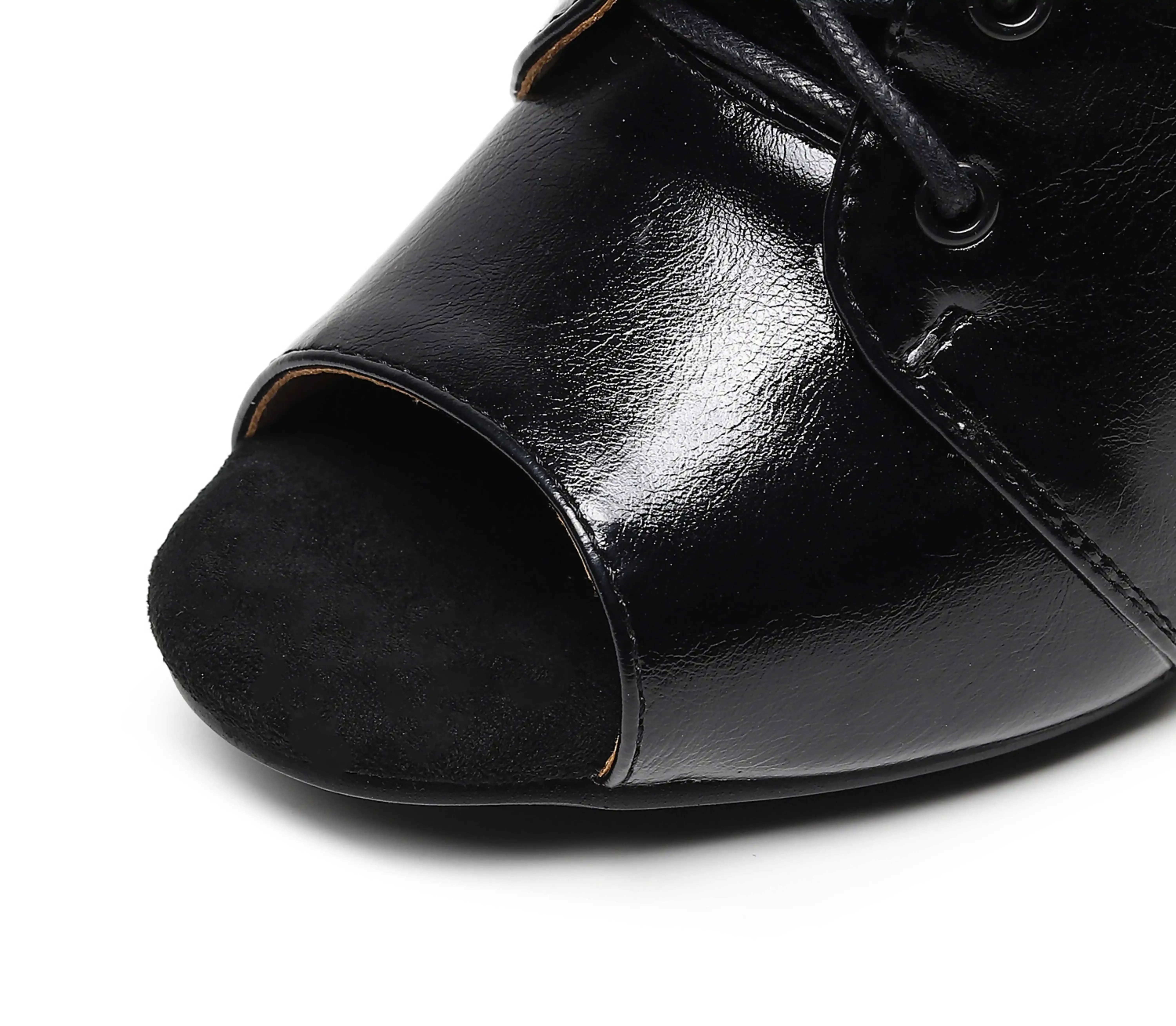 Damen-Tanzstiefeletten mit Fischmaul-Design, Schnürung, Ausschnitten, schmalem Absatz, für Frühling und Sommer, Jazz-Party, Aufführung – Detail 6