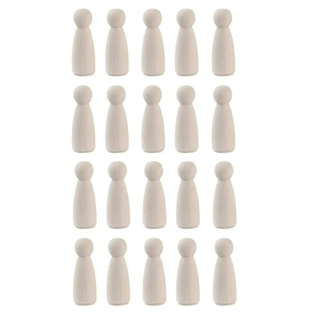 20 Pieces Female Mom Wife Unfinished Wooden Peg Dolls Wooden Bodies People Decorations Blank Figurine