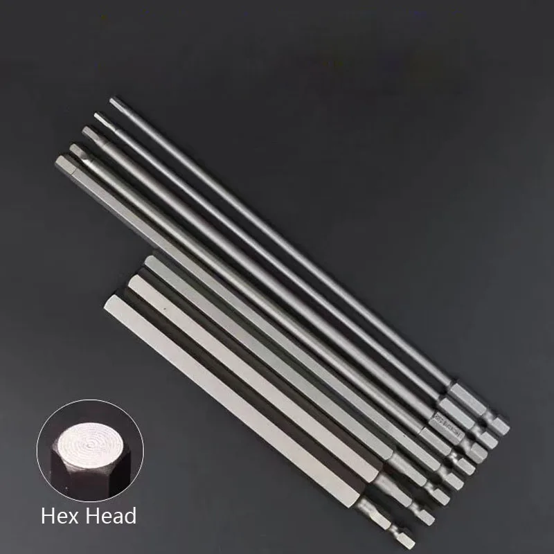 Imagem -05 - Elétrica Hex Bit Screwdrive Chave Allen s2 Liga Magnético Hex Haste Tamanho Grande h8 H10 H12 Alongar 150 mm 200 mm