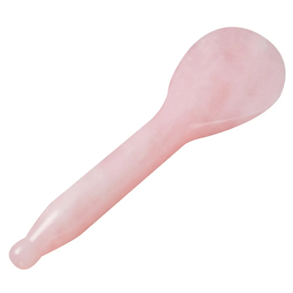 

Розовая массажная доска из кристаллического нефрита с длинной толстой ручкой для скребкового массажа лица, тела, шеи, плеч, стоп, для спа-терапии и ухода за здоровьем