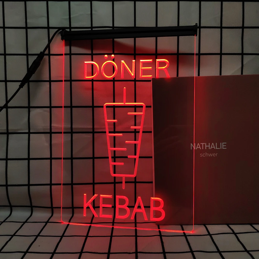 Doner Kebab Restaurant Caf Decoration-Retro LED Neon Sign Home Decor with Vintage Plaques and Posters for Room Office Farmhouse