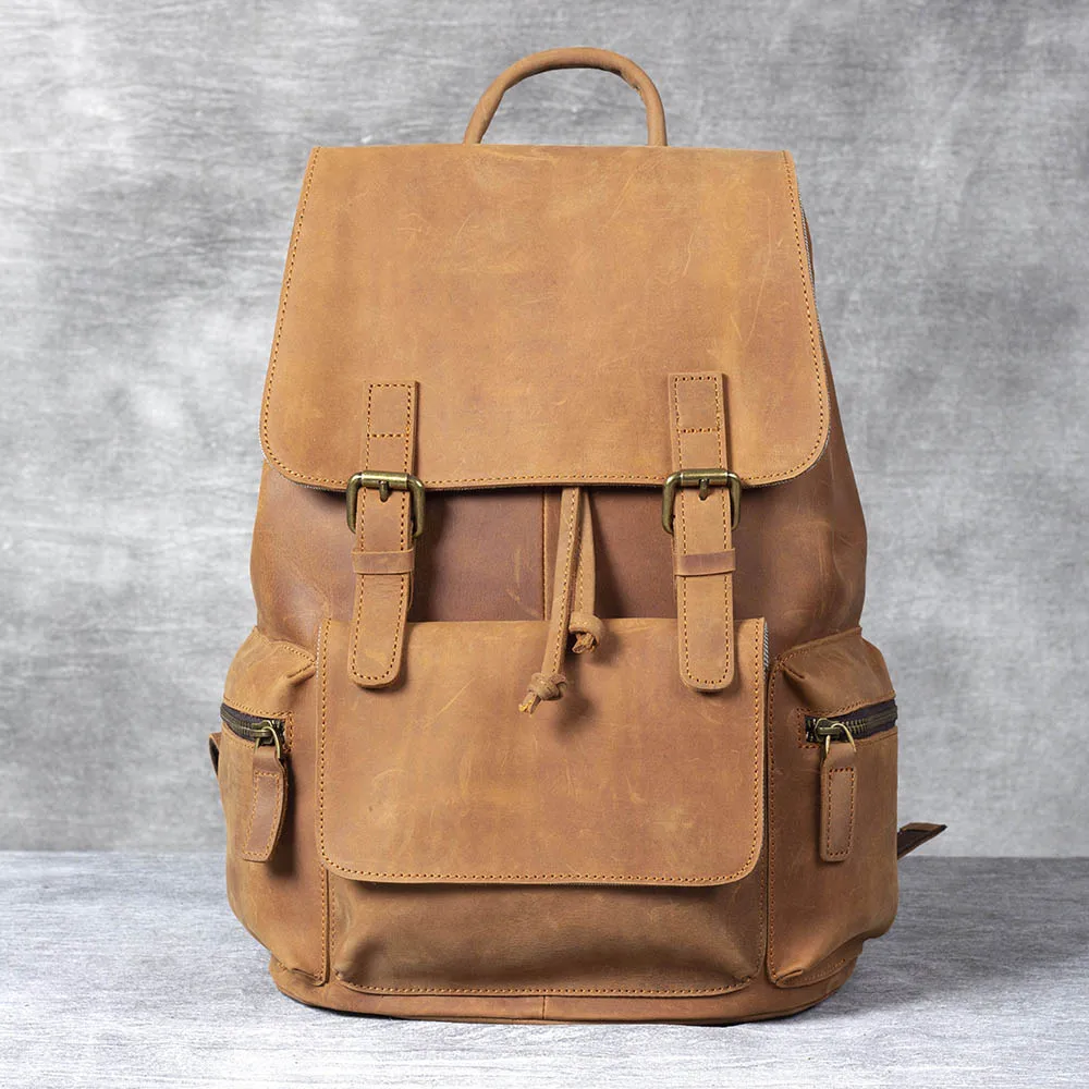 S.WORKER Vintage Echtleder-Rucksack Laptop-Tasche Lässiger Crazy-Horse-Leder-Schulrucksack – Detail 16