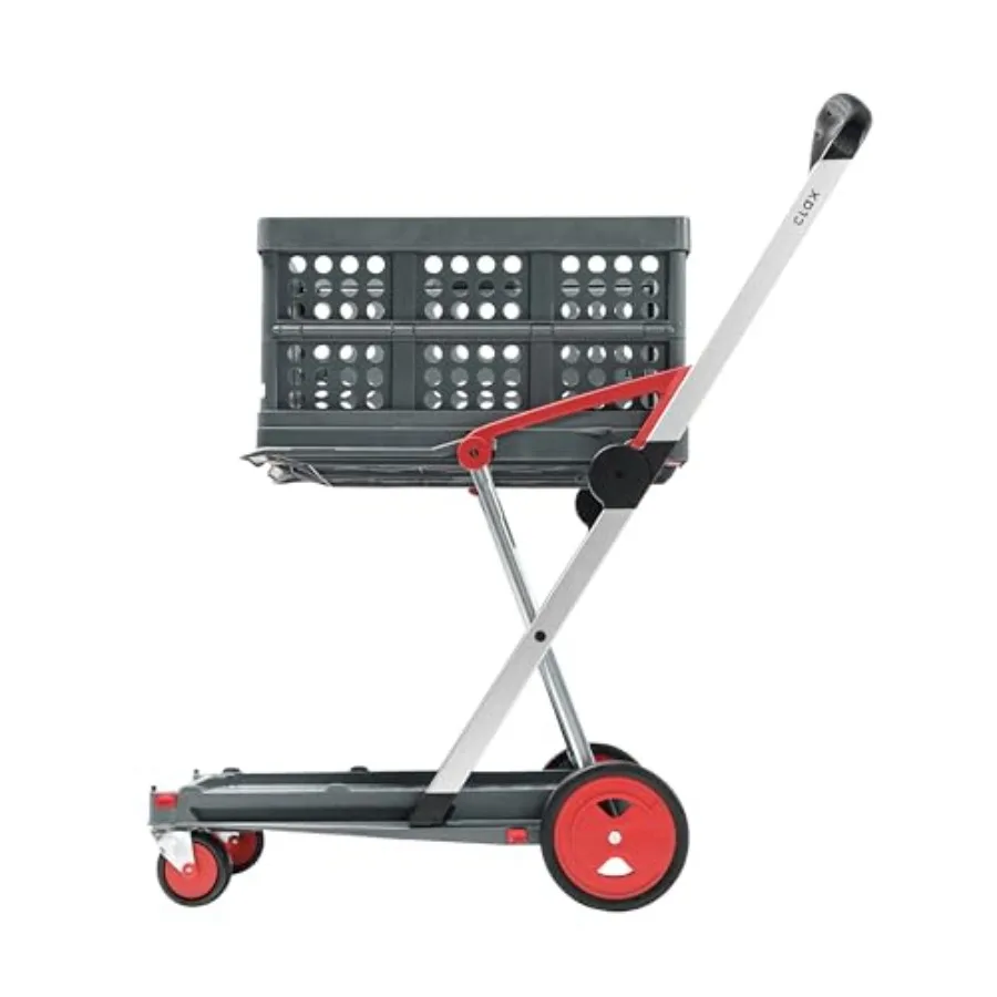 

Multi-use Functional Collapsible Cart with Storage Crate in Red for Home Office or Garden Use Durable German-made Folding Troll