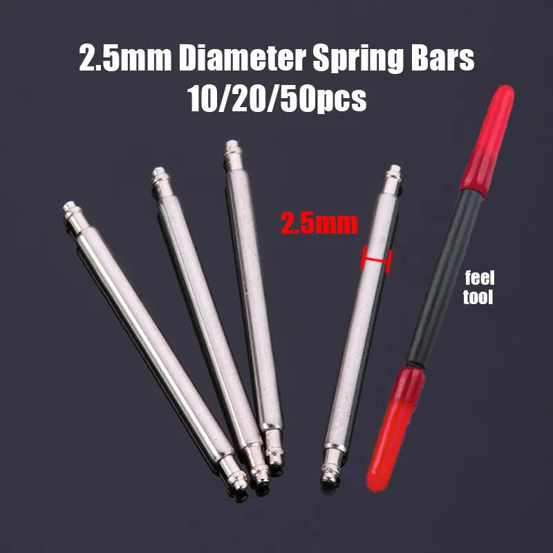 2.5mm Diameter Stainless Steel Spring Bars for Seiko Diver Watch Band 20mm 22mm Watch Link Pin Bars 10pcs/20pcs/50pcs