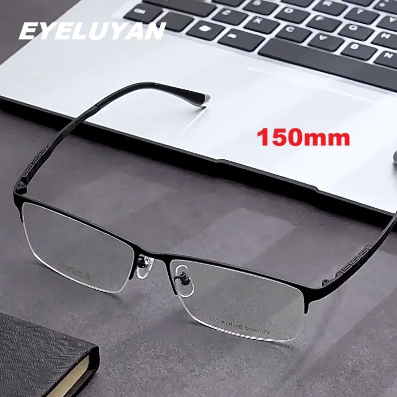 

EYELUYAN 150mm Titanium Glasses Frame for Men Large Size Semi Rim Eyewear Myopia Optical Prescription Glasses Frame