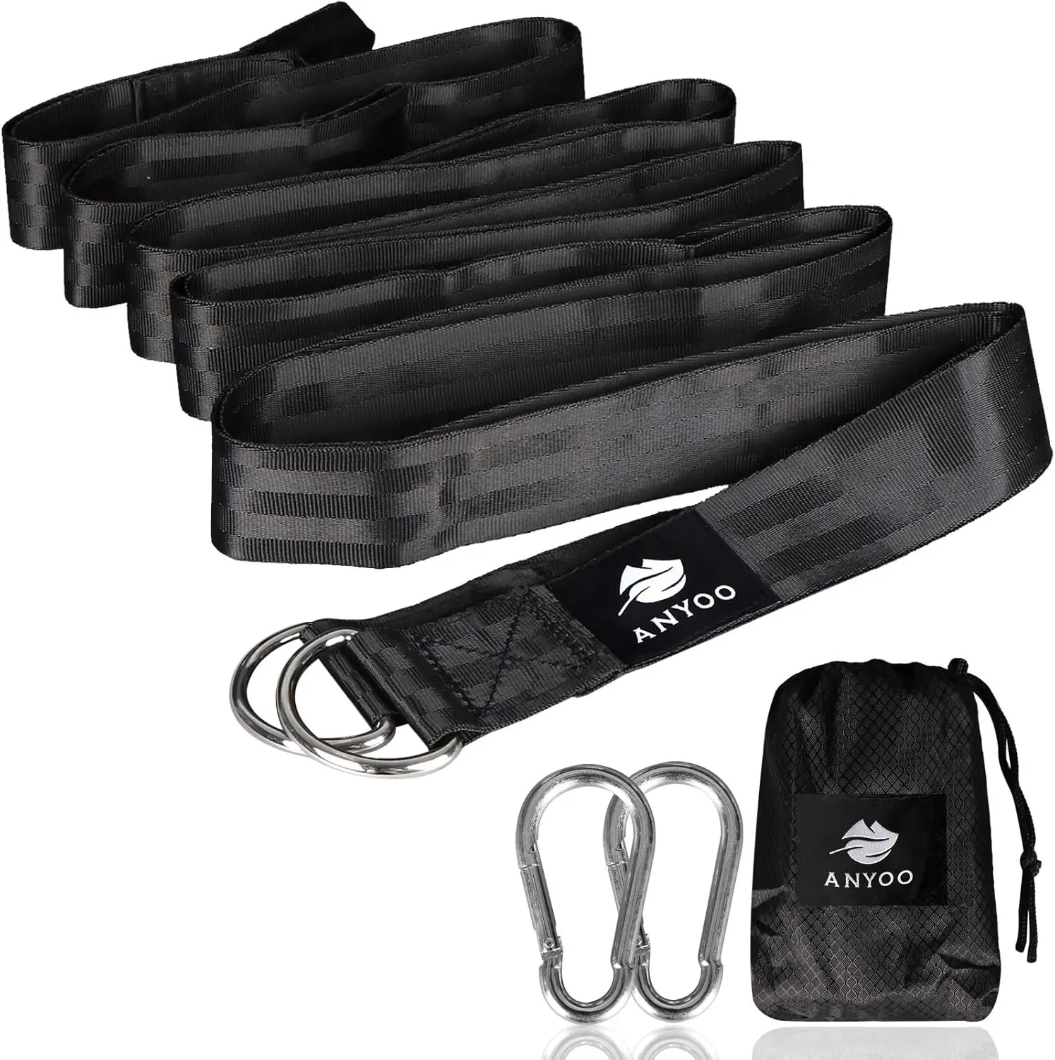 

Tree Swing Hanging Straps Kit For Camping Hammo Accessories & Hammocks 2 Heavy Duty Steel Carabiners -10Ft Each Strap Long,