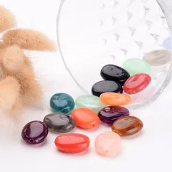 20 pc Mixed Acrylic Gemstone Beads Oval Beads 19mm long 15mm wide 7.5mm thick Hole: 2mm