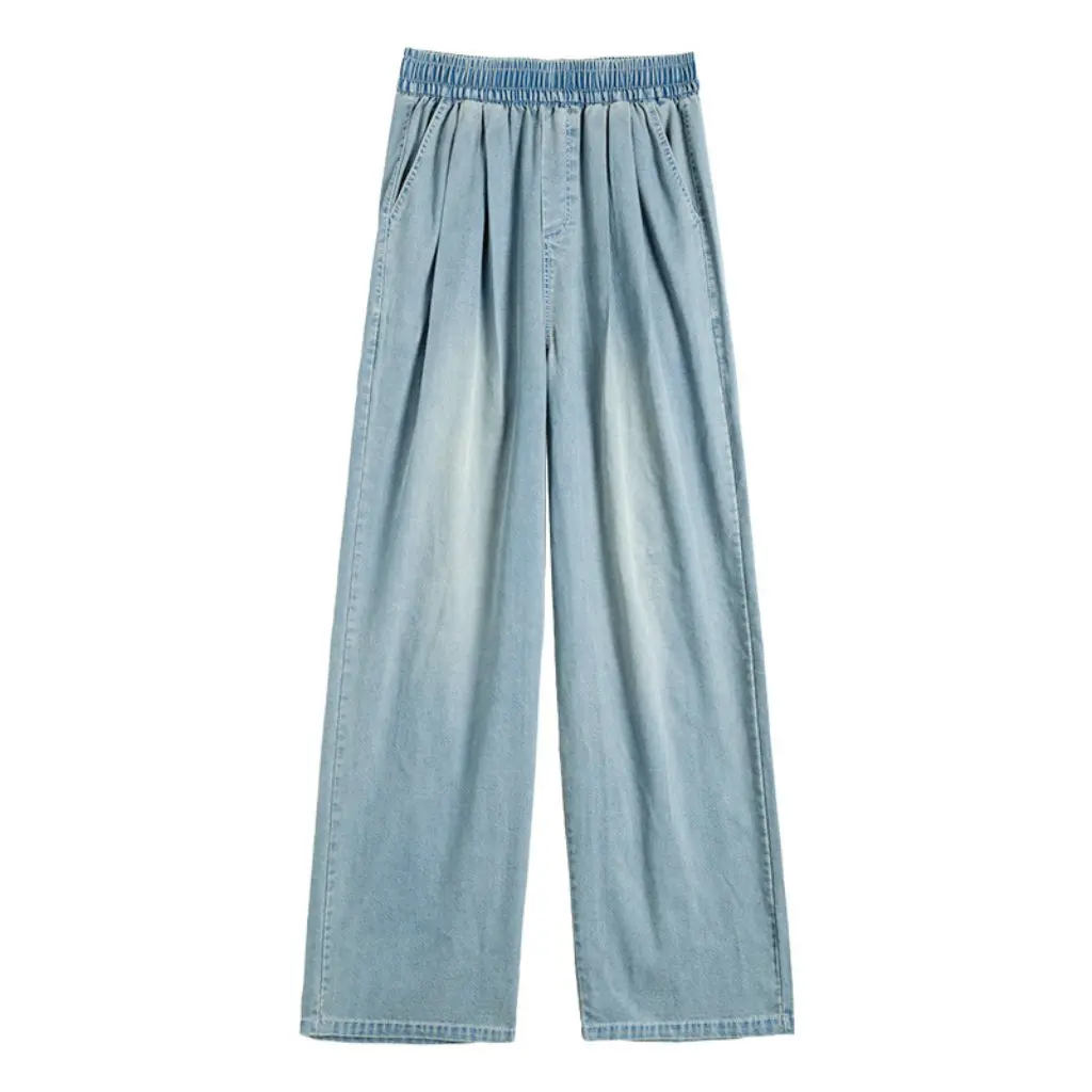 

Женские джинсы, летние тонкие широкие брюки, свободные повседневные прямые брюки из ледяного шелка, маленькие узкие свободные брюки