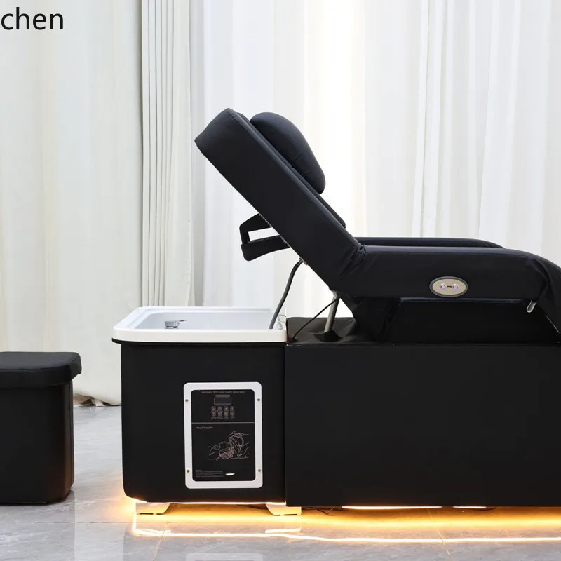HT  Electric Adjustable Foot Bath Bed for Hair Washing and Beauty Salon, Automatic Up and Down Foot Spa Steamer