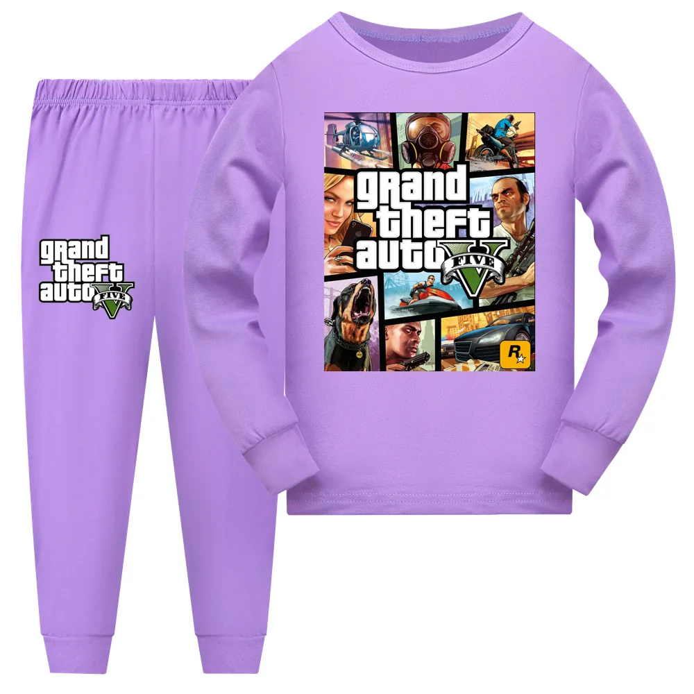 Grand Theft Auto Game GTA 5 Clothes Baby Girls Homewear Boys Nightwear Pajamas Teenager Kids Pyjamas Children Christmas Pijama