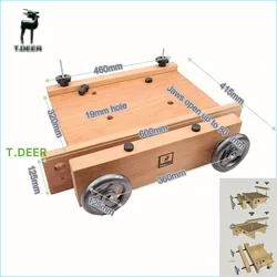 T.DEER WB-4316 Woodworking Bench，Workstation， MOXON Benchtop， Double Wheel Vise Worktable