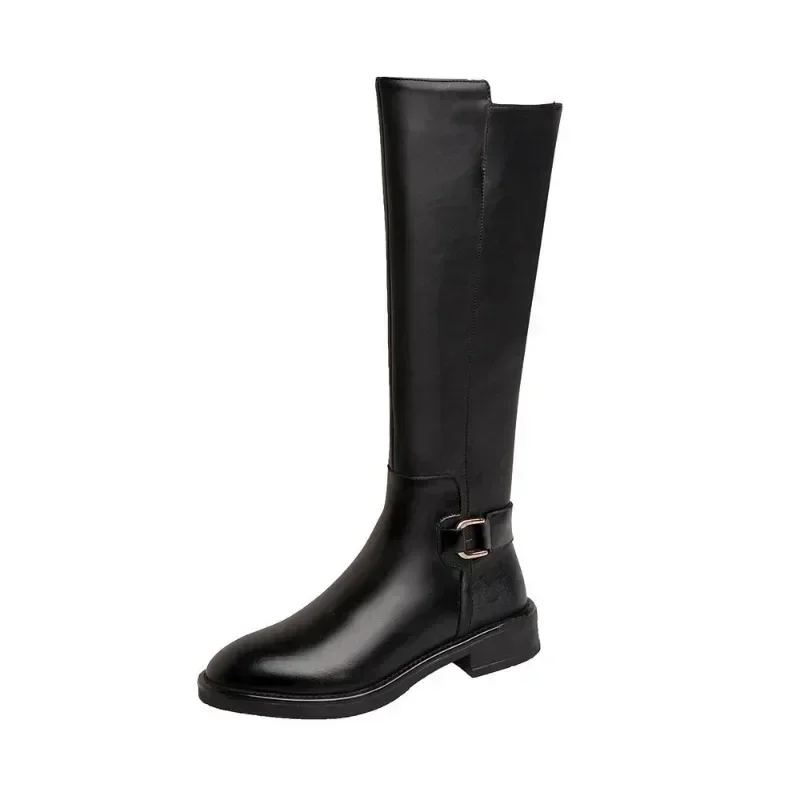 2024 neue Mode frauen Lange Stiefel Ritter Stiefel Komfortable Niedrigen Absatz Schwarz Luxus Schuhe Hohe Stiefel Kleine Stiefel Cosplay schuhe