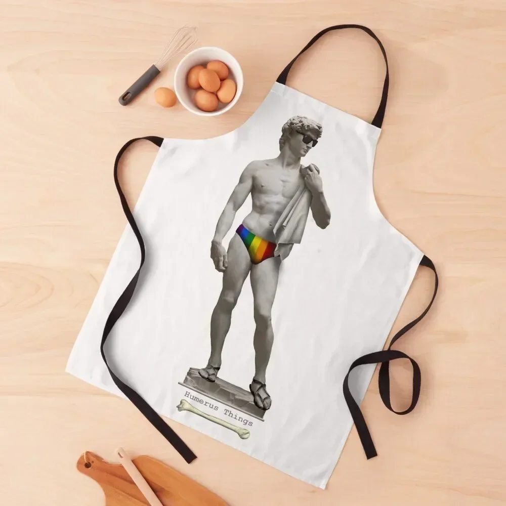 

Beach time, David! (Rainbow) Apron Men gift Chef Uniform Woman Waterproof Kitchen For Women For Man Apron