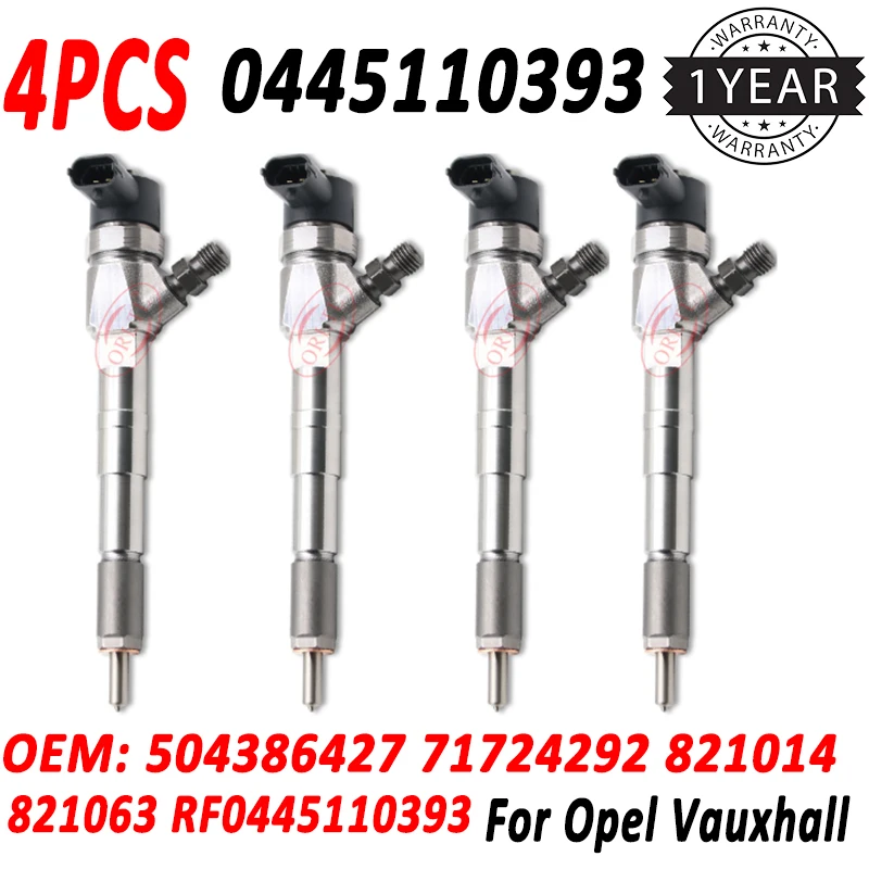 4PCS NEW  0445110393 Diesel Engine Injector 0 445 110 393 for Bosch Opel Vauxhall 0986435237 504386427 71724292 RF0445110393