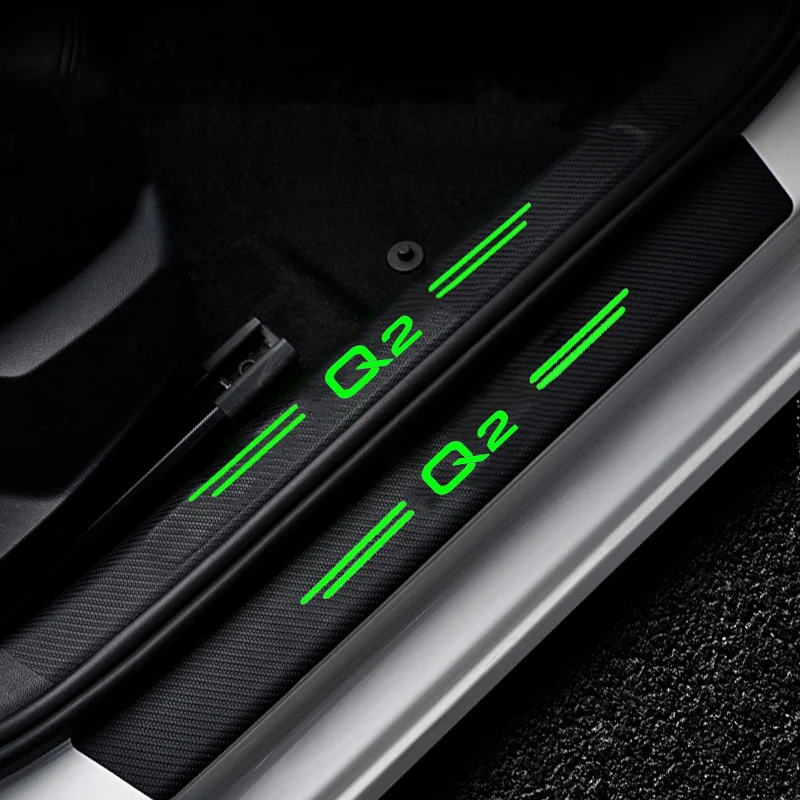 Luminous Car Threshold Protection Anti-Scratch Stickers For Audi Q2 Logo Trunk Door Bumper Scratch Guards Strips Car Accessorry