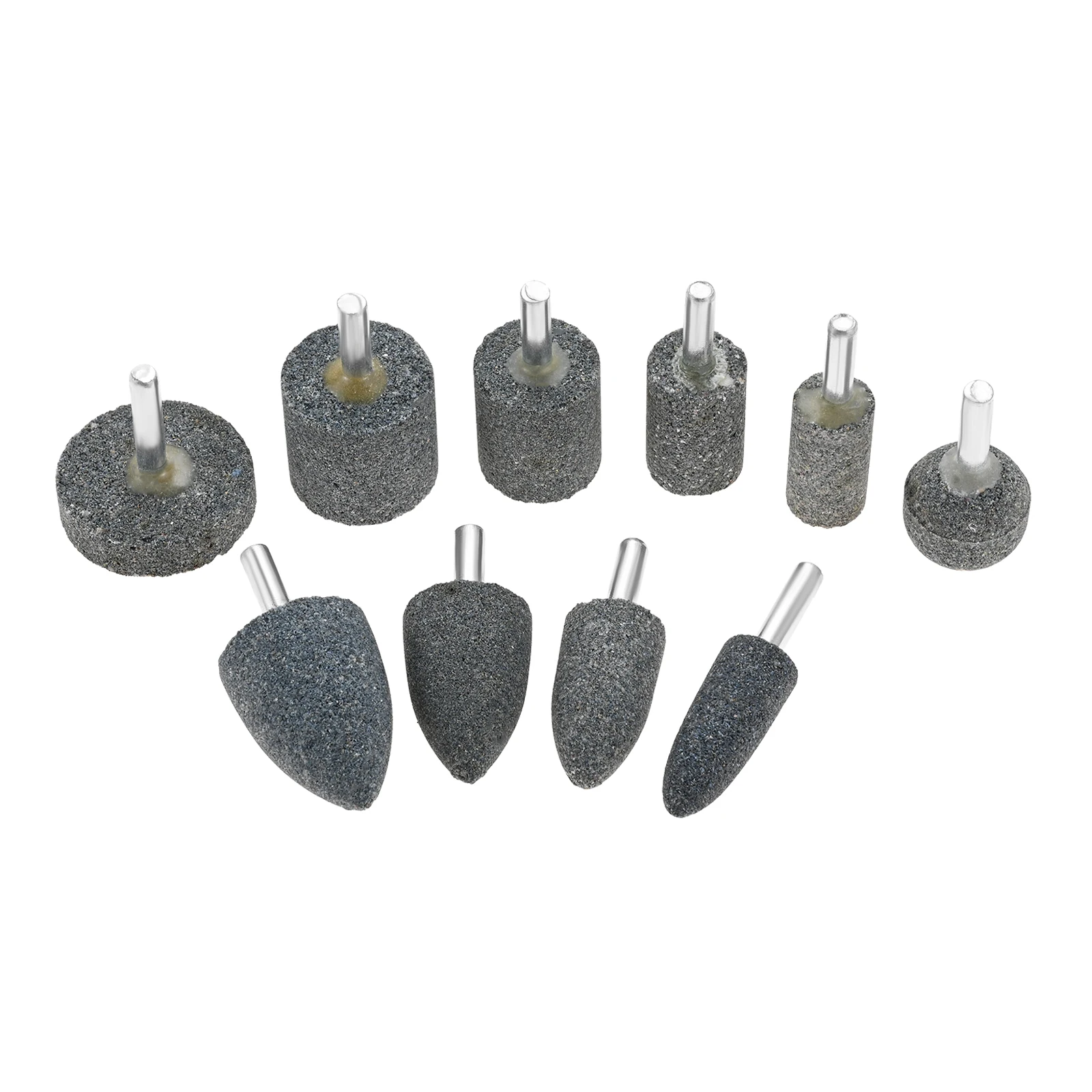 10Pcs/Set Various Shapes Abrasive Grinding Stone with 1/4inch Shank Polish Grind Tool For Rotary Tools Die Grinders Bench Drills