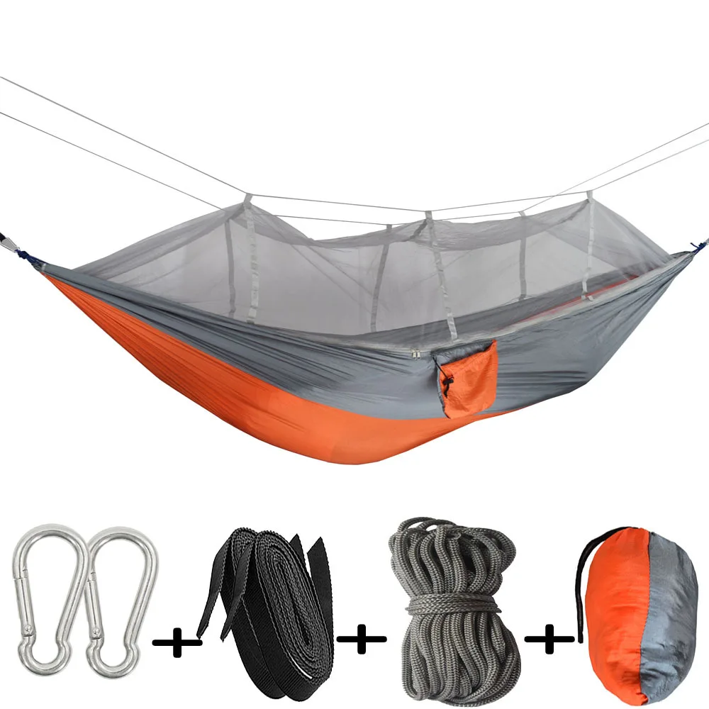 260X140cm Portable Camping Hammock with Mosquito Net Indoor Outdoor Dorm Courtyard Leisure Swing Home Outdoor Camping Rest