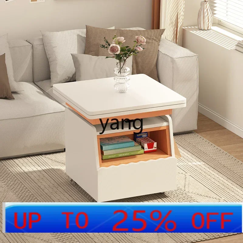 

LMcream wind coffee table movable side table cart with wheels multifunctional folding dining table