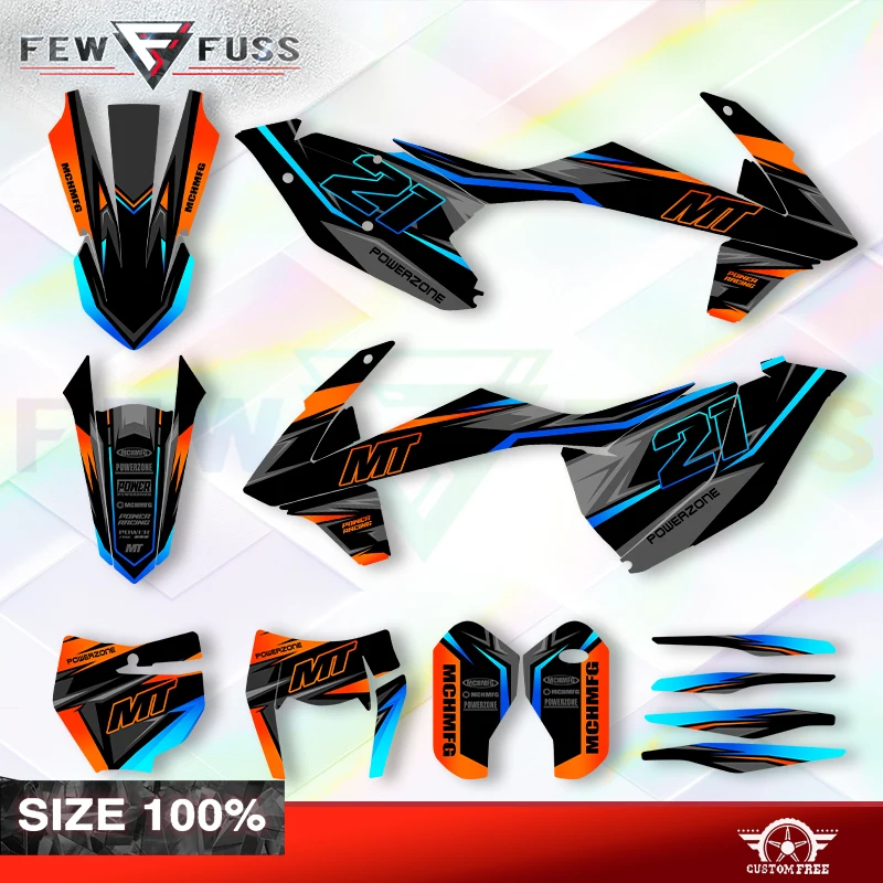 Fewfuss Holographic Chrome Sticker Decal Set fits KTM SX-F & EXC 2016 to 2019 Motorcycle Graphics 002