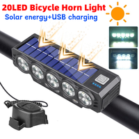 20LED Solar Bicycle Horn Light USB Rechargeable Cycling Safety Front Lamp 4000mAh Highlight Bike Front Light Bicycle Accessories