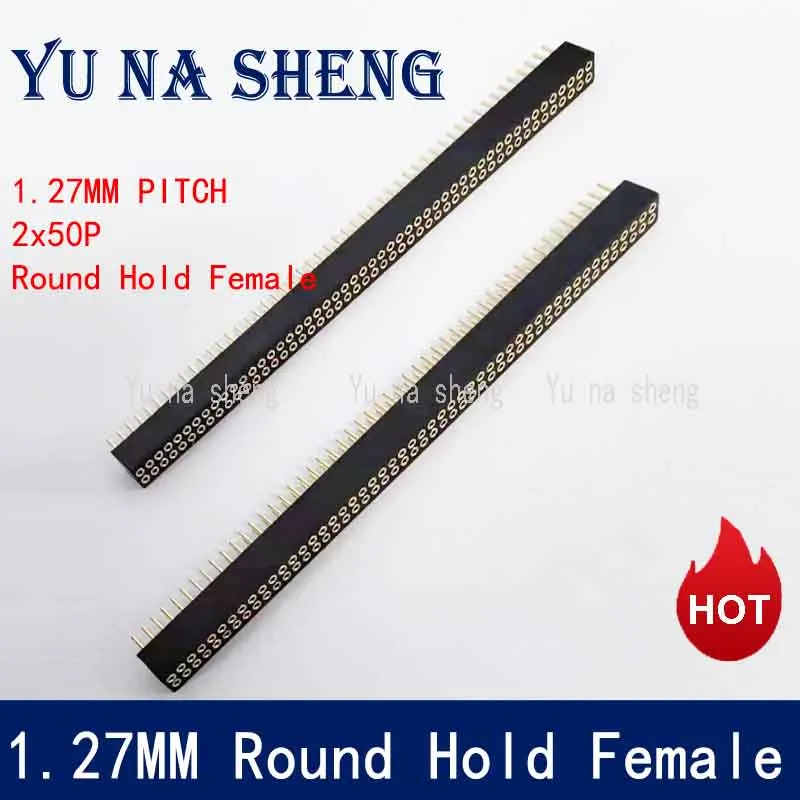 1.27mm Pitch 1.27 Single Double Row Male Female Round Pin Header 1*50P Breakaway PCB Board colour Connector Strip Pinheader 2x50