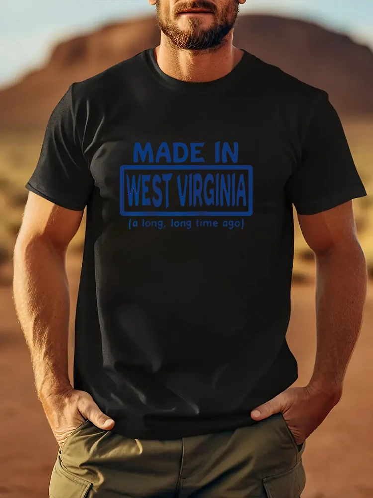 

Made In West Men's T-shirt Short Sleeve Tees Loose T-shirt Man Tops New Men T shirt Cotton Print Tee Tops Fashion Clothing