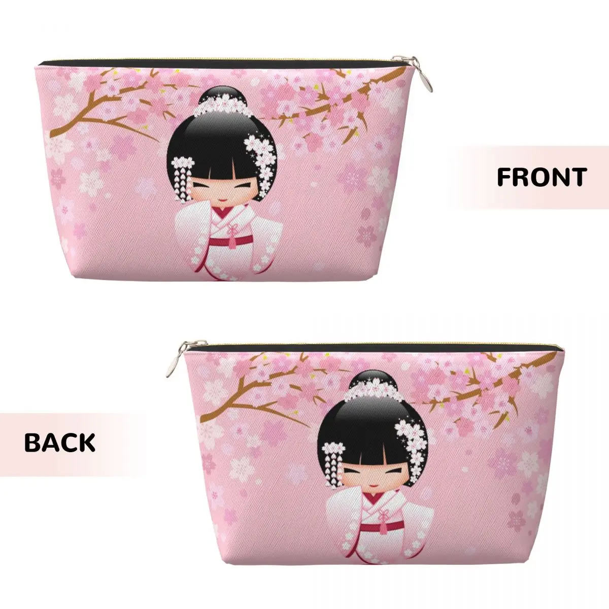 Custom Kokeshi Doll Travel Cosmetic Bag Japanese Kimono Geisha Girl Toiletry Makeup Organizer Ladies Beauty Storage Dopp Kit