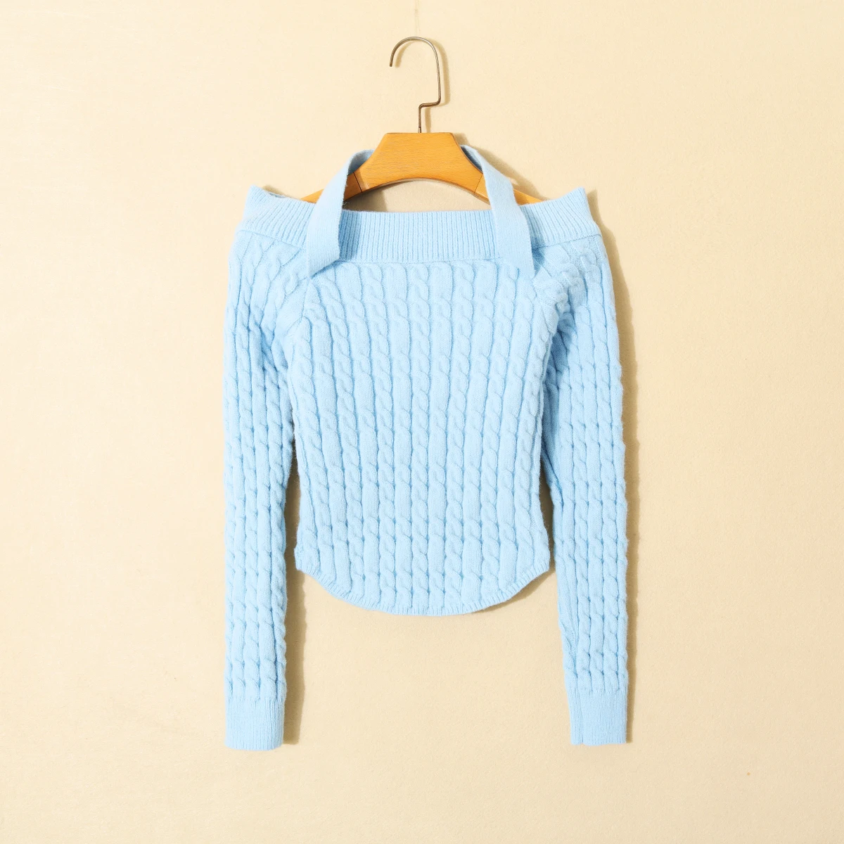 Sexy Thiened Long Sve Pull tricoté oulder Bared One oulder Twist Pure Color Slim Fit Haut pour femme pour les jeunes filles