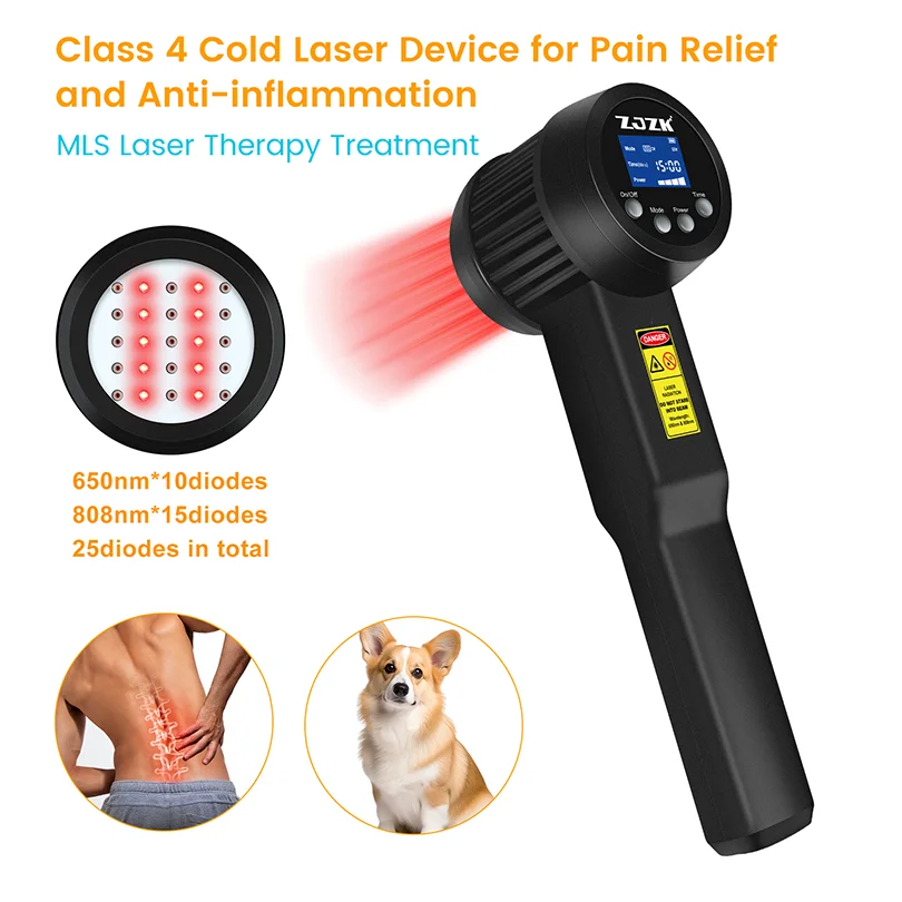 Strong Class Iv Deep Tissue Laser Red Light Therapy Device Effective for Pain Relief Anti-edemic Tissue Repair 3W 808nm 650nm