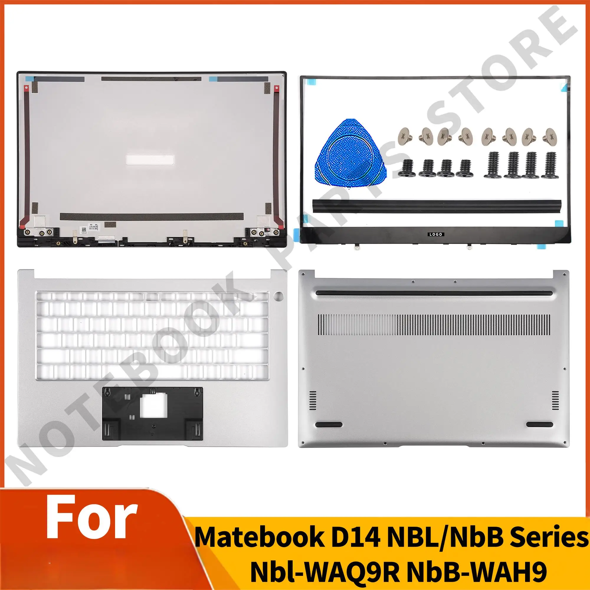 

New Back Cover For Matebook D14 NBL NbB Nbl-WAQ9R NbB-WAH9 NwM-WFQ9 NBZ-WBH9 B3-410 Bezel/Palmrest/Bottom/HingeCover Replace