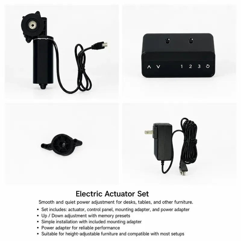 Electric Linear Actuator Kit 6mm Shaft Height Adjustable Standing Desk Motor Set with Memory Control Panel & Power Adapter