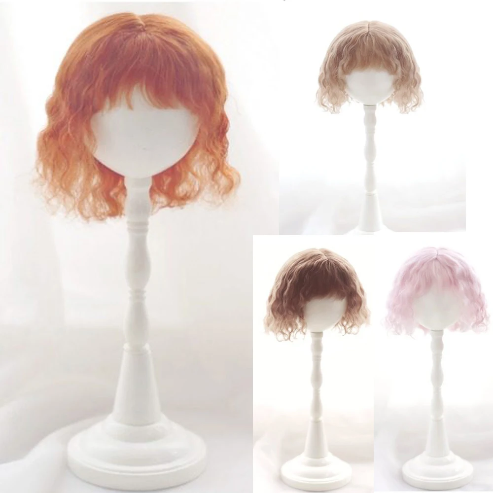 

D09-P368 детская игрушка ручной работы 1/8 1/6 1/4 1/3 MSD bjd кукла парик мохеровый розовый коричневый шерсть вьющиеся волосы 1 шт.