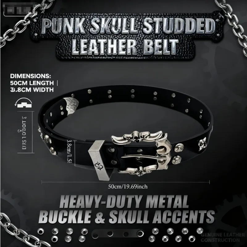 

American Rich Kid Belt: Vintage Handcrafted Imitation Leather Belt Niche Design Style High-End Street Rock Punk