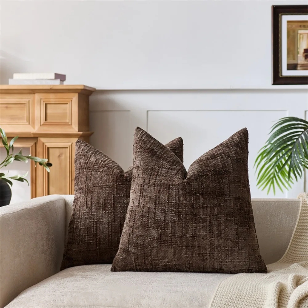 

Bamboo Yarn Texture Chenille Pillowcase Solid Color Comfortable Throw Pillow Covers Living Room Decor Sofa Cushion Covers