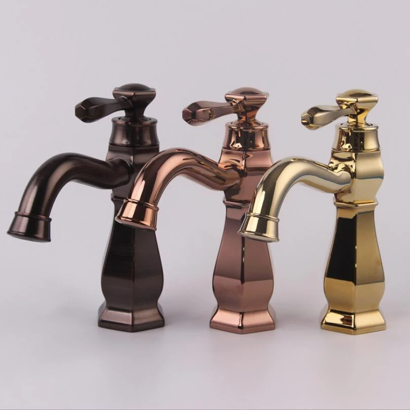 

3colors, Solid Brass Artistic Vingate Hot/Cold Water Mixer Undercounter Bathroom Sink Faucet