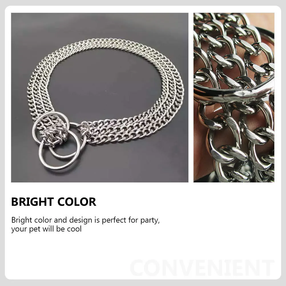 โซ่สแตนเลสสำหรับสุนัขพันธุ์กลางถึงใหญ่ สายคล้องคอสำหรับสัตว์เลี้ยง ใช้สำหรับฝึกนอกบ้าน ทนทาน ตกแต่งด้วยโลหะ