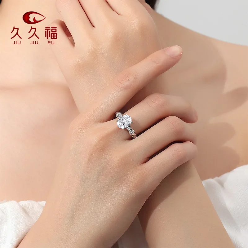 Chic Double Sided Rose Oval Ring for Women, PT950 Platinum and 3 Carat Moissanite, be a premium gift choice for ladies.